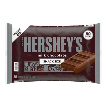 HERSHEY’S Milk Chocolate Bars – Snack Size, 80 Pieces | Individually Wrapped Mini Chocolate Treats for Sharing, Parties & Baking