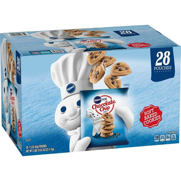 Pillsbury Soft-Baked Mini Chocolate Chip Cookies – 28 Single-Serve Pouches, Soft, Portable, No Bake Needed