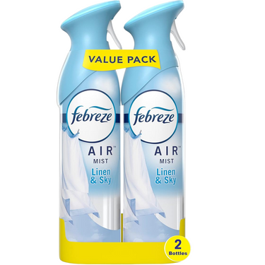 Febreze Air Mist Odor‑Fighting Room Spray – Linen & Sky Scent, 8.8 fl oz Aerosol (Pack of 2)