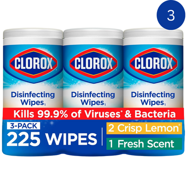 Clorox Disinfecting Wipes Value Pack – 3 x 75 Count – Bleach-Free Cleaning Wipes for Home, Kitchen, Office & School – Kills 99.9% of Germs