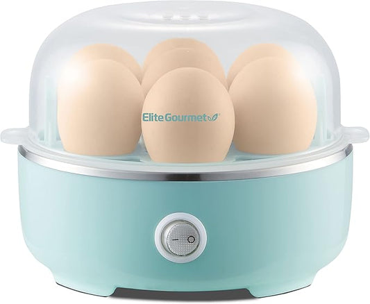 Elite Gourmet Easy Egg Cooker (EGC115M) – 7‑Egg Electric Cooker in Retro Mint with Auto Shut‑Off & Measuring Cup