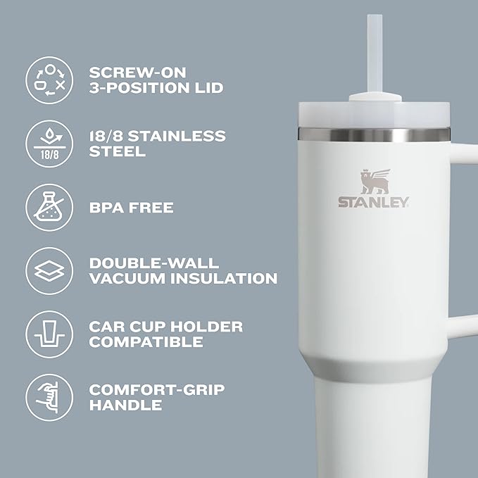Stanley Quencher H2.0 30 oz Tumbler – Cherry Blossom Vacuum-Insulated Stainless Steel with Handle, Straw & FlowState™ 3‑Position Lid
