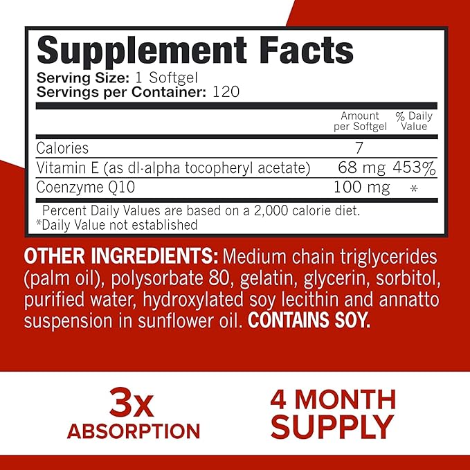 💓 Qunol Ultra CoQ10 100mg – 3X Better Absorption | 120 Softgels | Antioxidant for Heart Health & Energy Support
