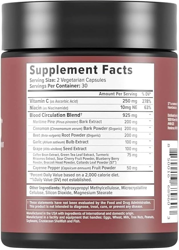 Nitro Wood Circulation Support – Boost Blood Flow Naturally | 60 Nitric Oxide Capsules