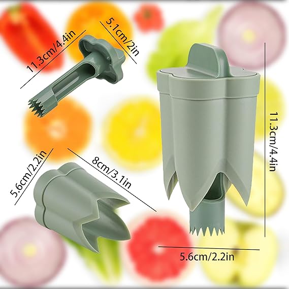 Pepper Seed Corer Remover – 2025 Upgraded 2‑in‑1 Bell Pepper Cutter & Deseeder, Kitchen Prep Made Fast & Efficient (Green)