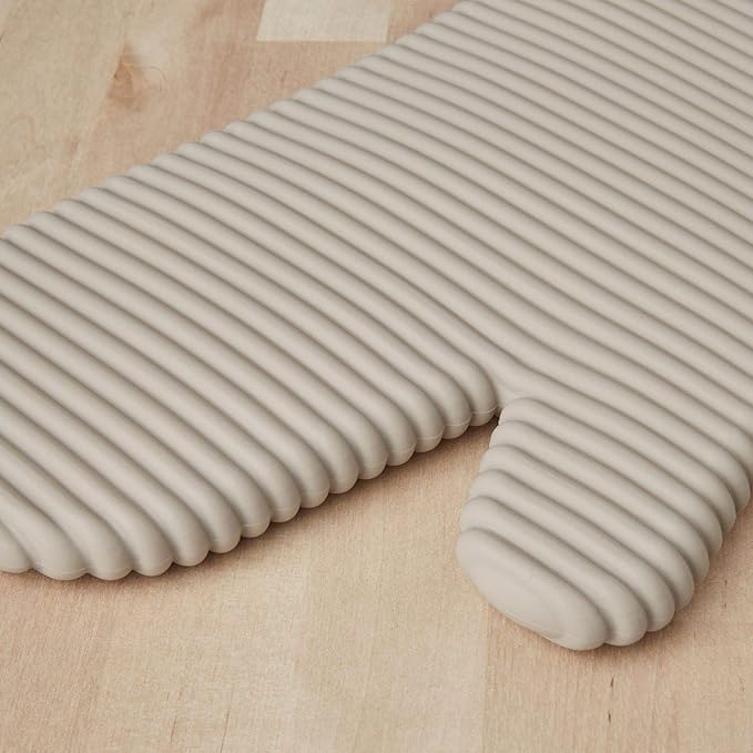 KitchenAid Ribbed Soft Silicone Oven Mitt Set – 7"x13" Heat-Resistant Kitchen Gloves, Non-Slip Grip, Milkshake Color, 2 Pack