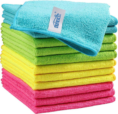 HOMEXCEL Microfiber Cleaning Cloths – 12 Pack, 11.5"x11.5" Cleaning Towels, Reusable Cleaning Rags for Home & Kitchen (Green/Blue/Yellow/Pink)