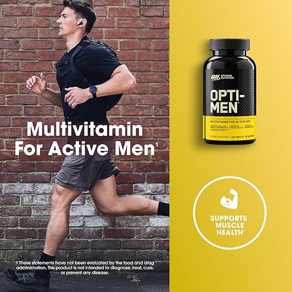 Optimum Nutrition Opti-Men Daily Multivitamin for Men – 240 Tablets (80-Day Supply) | Immune Support with Amino Acids