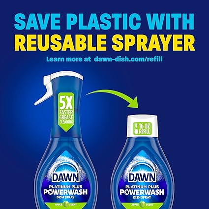 Dawn Platinum Powerwash Dish Spray – Apple Scent Dish Soap for Fast, Easy Cleaning – 16 oz. Spray Bottle