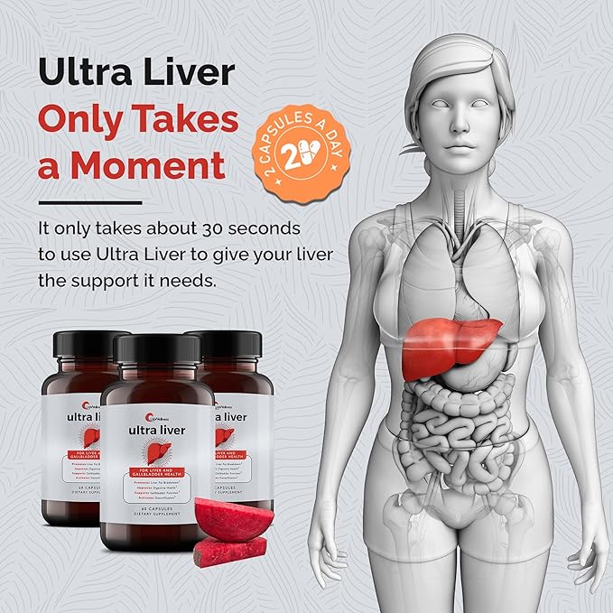 ๐ฟ Ultra Liver Supplement โ Advanced Liver & Gallbladder Support | Powered by TMG, NAC, Milk Thistle & Taurine | Detox & Immunity Booster โ 60 Capsules