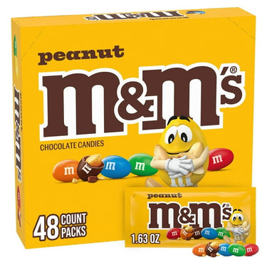 M&M’S Peanut Milk Chocolate Candy – Full Size 1.74 oz Pouches (48-Count Box) | Real Milk Chocolate & Crunchy Peanuts