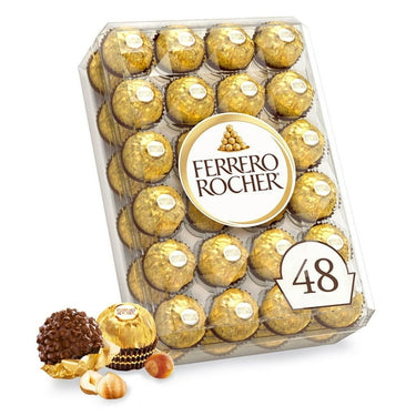 Ferrero Rocher Premium Milk Chocolate Hazelnut – 48 Count | Individually Wrapped Gourmet Chocolates for Gifting & Sharing