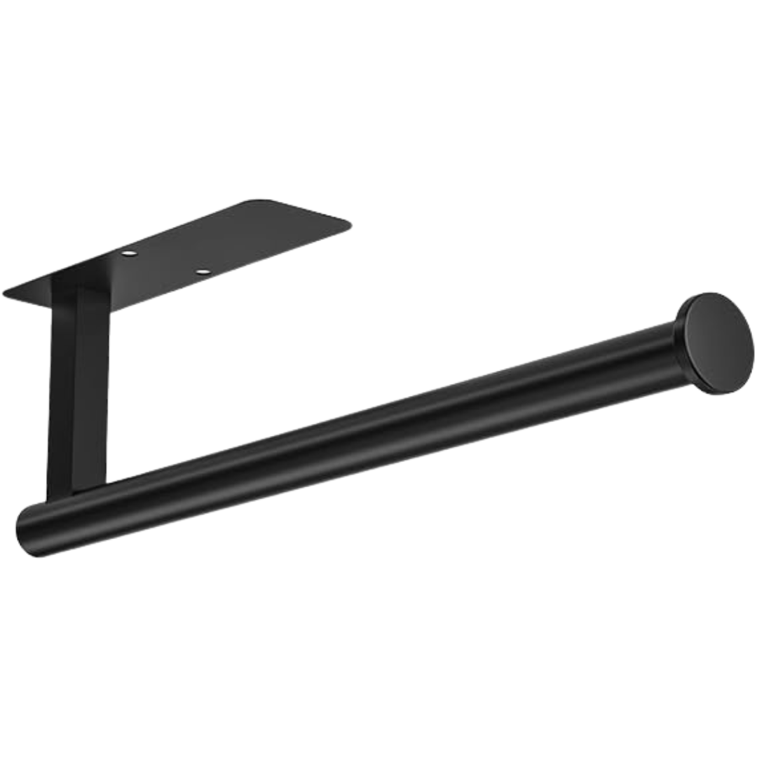 Black metal bracket on a white background