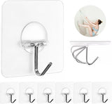 Set of metal wall hooks with adhesive backing on a white background