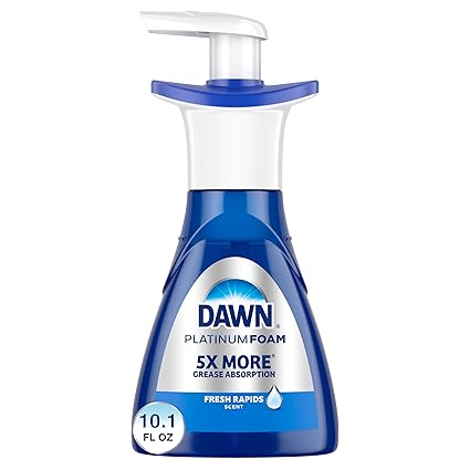Dawn Ultra Platinum Dishwashing Foam – Fresh Rapids Scent, 10.1 fl oz, Fast-Acting Grease Cleaning Dish Soap Foam (Packaging May Vary)