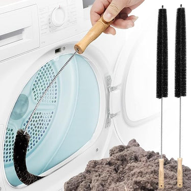 Holikme Dryer Vent Cleaner Kit 2 Pack – Stainless Steel Lint Brushes & Vacuum Attachment for Dryer Vents, Lint Traps, and Dust Removal