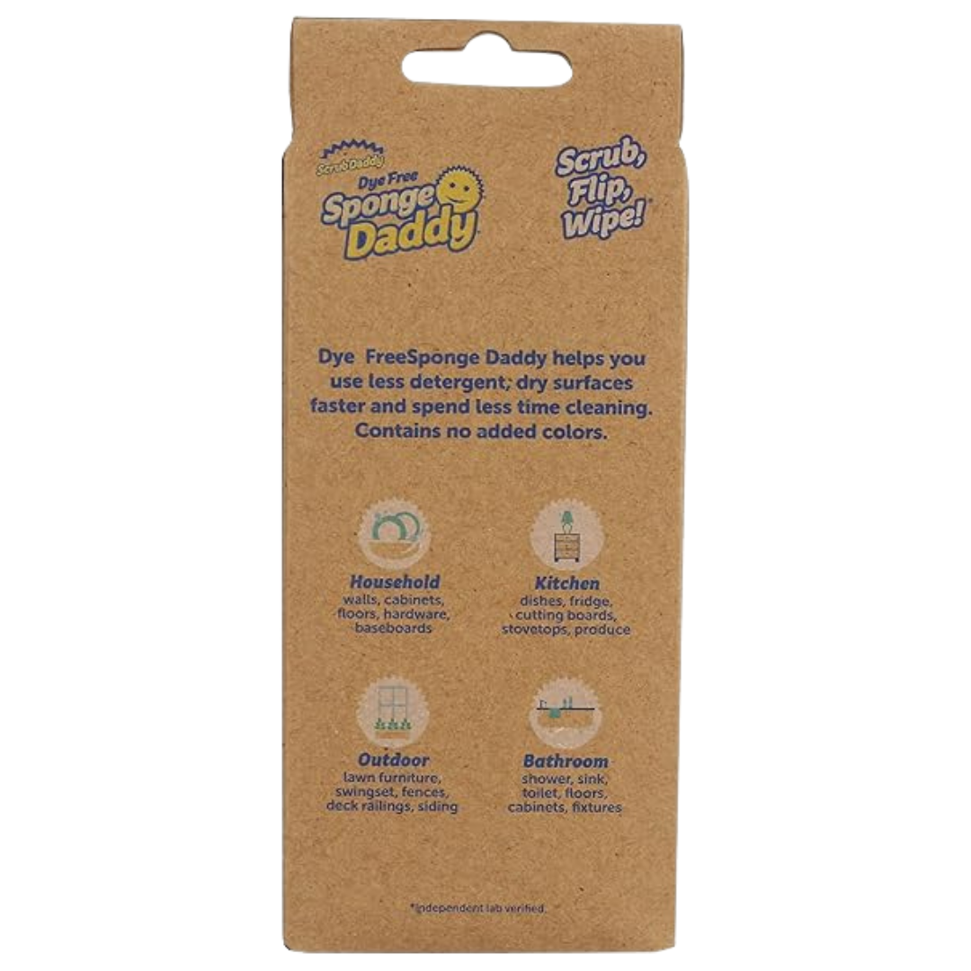 Scrub Daddy Dye-Free Sponge Daddy – 3 Count Dual-Sided Scrubber and Sponge, Scratch-Free, Dye-Free Cleaning Sponges for Kitchen & Household Use