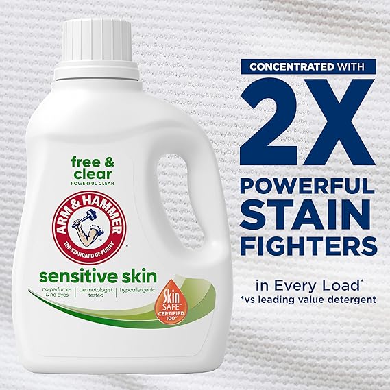 ARM & HAMMER Sensitive Skin Free & Clear Liquid Laundry Detergent – 105 fl oz (105 Loads)