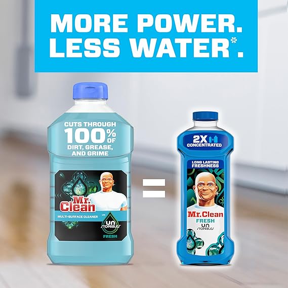 Mr. Clean All Purpose Cleaner – Multi-Surface Cleaning Liquid, Unstopables Fresh Scent, 41 oz – Floor & Household Cleaner for Kitchen, Bathroom & Home