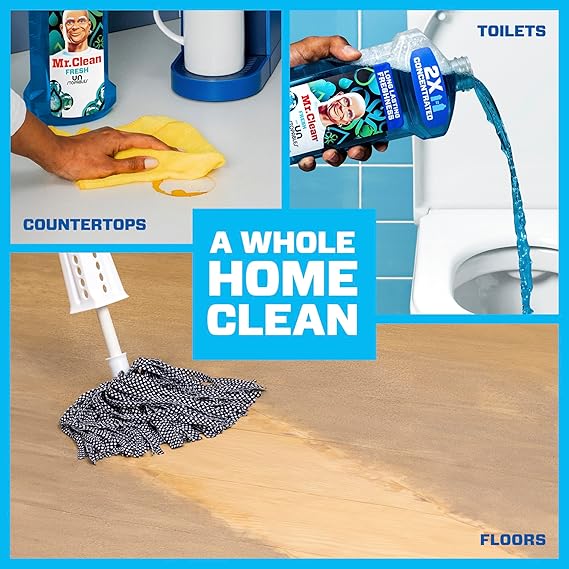 Mr. Clean All Purpose Cleaner – Multi-Surface Cleaning Liquid, Unstopables Fresh Scent, 41 oz – Floor & Household Cleaner for Kitchen, Bathroom & Home