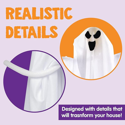 JOYIN 3-Pack Hanging Ghosts – 27.5″ Cute Flying Halloween Decorations for Yard, Patio, Garden & Party Décor