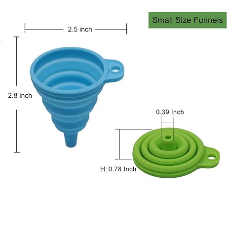 KongNai 4-Pack Foldable Silicone Funnels – Small & Large Food-Grade Collapsible Kitchen Funnel Set for Liquids & Dry Ingredients Transfer