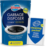 Glisten Garbage Disposer Cleaner & Freshener – Lemon Scent Odor Eliminator with Foaming Action, Sink Disposal Cleaner Made in USA, 4 Packets