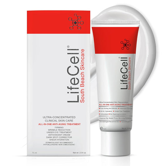 LifeCell All‑In‑One Anti‑Aging Cream 2.54 oz – Retinol, Vitamin C, DMAE & Hyaluronic Acid for Wrinkles, Fine Lines, Dark Circles & Sun Damage