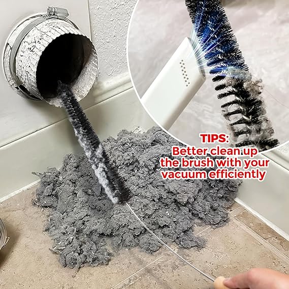 Holikme Dryer Vent Cleaner Kit 2 Pack – Stainless Steel Lint Brushes & Vacuum Attachment for Dryer Vents, Lint Traps, and Dust Removal