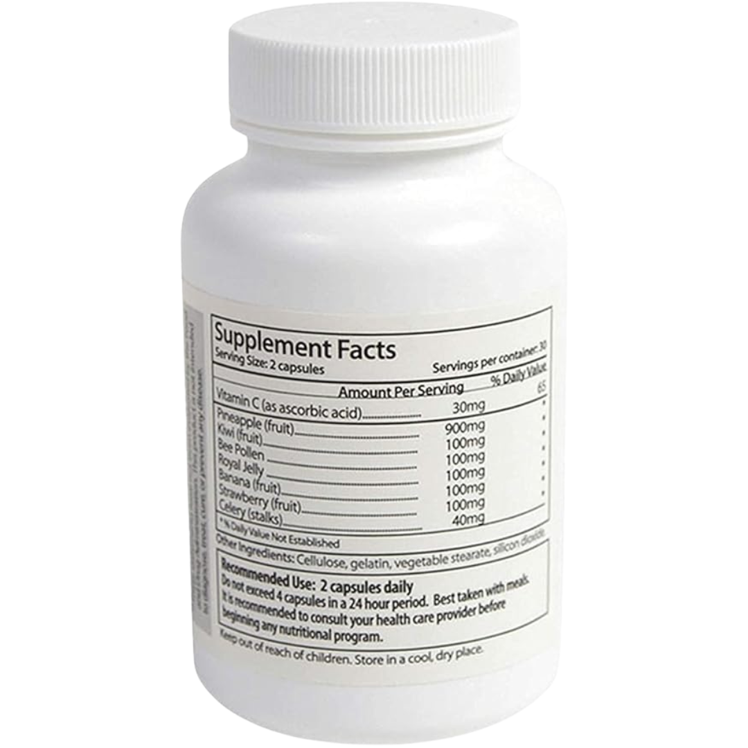 Supplement bottle with label on a white background