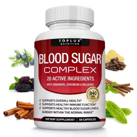 Vitamin C, Vitamin E Supplement, Blood Sugar Complex, Supports Heart Health, Overall Health and Immune System, 60 Capsules