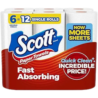 Scott Paper Towels – Choose-A-Sheet, 6 Double Rolls (108 Sheets per Roll) – Strong, Absorbent & Everyday Household Cleaning Rolls