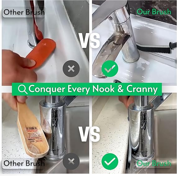 Hard Bristle Crevice Cleaning Brushes – Multifunctional Household Cleaning Tools for Tight Spaces, Bathroom & Kitchen Crevice Scrubber Set