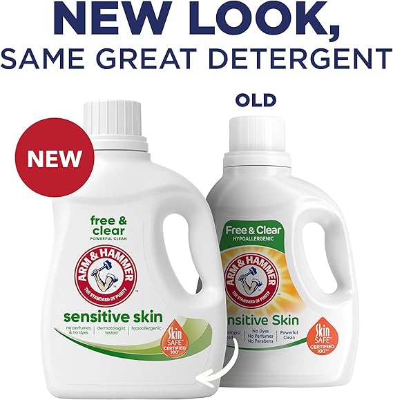 ARM & HAMMER Sensitive Skin Free & Clear Liquid Laundry Detergent – 105 fl oz (105 Loads)
