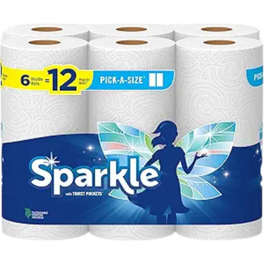 Pack of Sparkle paper towels with a fairy design on the packaging.