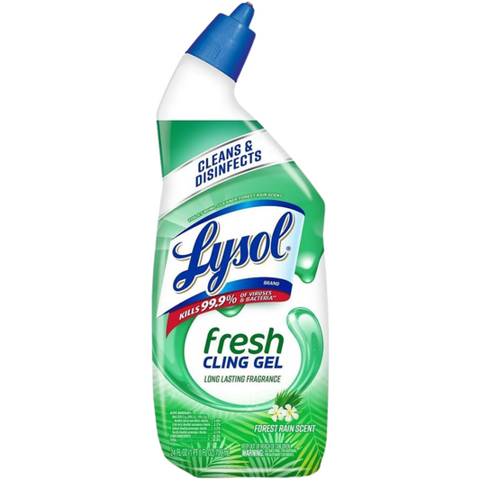 Lysol Toilet Bowl Cleaner Gel – 24 oz Forest Rain Scent, Powerful Stain Removal & Disinfecting Gel for Toilet Cleaning and Germ Protection