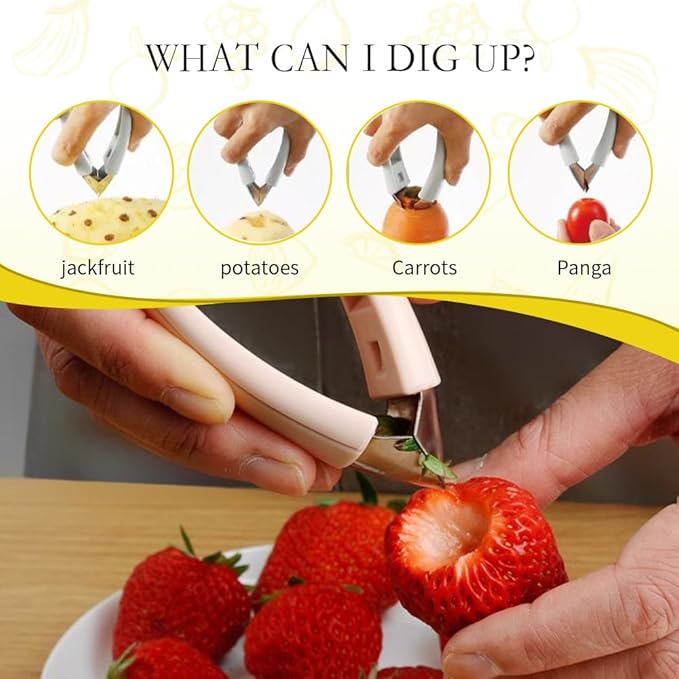 Multifunctional Pineapple Corer & Cutter + Stem Remover (2-Pack) – 2024 Premium Stainless Steel Slicer Peeler for Pineapple, Apple, Strawberry