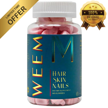 ๐ WEEM Hair Skin and Nails Gummies โ Vegan Biotin Vitamins for Women & Men | Faster Hair Growth, Stronger Nails, Radiant Skin | Extra Strength