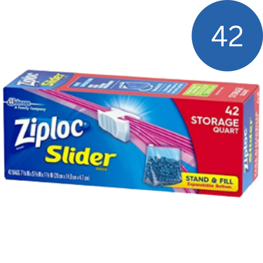 Ziploc Quart Food Storage Slider Bags – 42 Count with Power Shield Technology for Extra Durability & Leak Protection