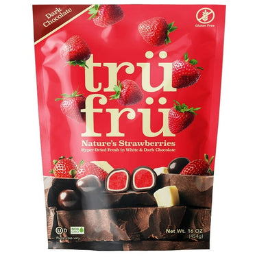 Tru Fru White & Dark Chocolate Hyper-Dried Strawberries – 16 oz | Real Fruit Covered in Premium Chocolate for a Sweet & Tart Treat