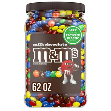 M&M’S Milk Chocolate Candy – 62 oz Resealable Jar | Real Milk Chocolate in Colorful Candy Shells, Pantry-Sized Bulk Treat