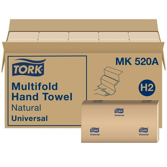 Tork Universal 1‑Ply Natural Multifold Hand Towel – 16×250 Pack (4,000 Natural Towels)