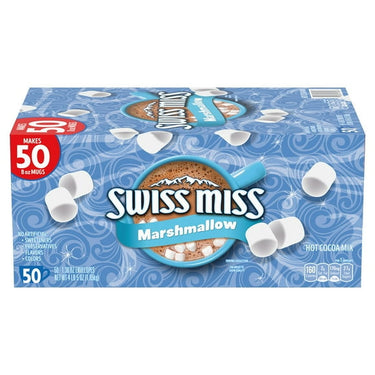 Swiss Miss Marshmallow Hot Cocoa Mix – 50-Pack Single-Serve Envelopes (1.38 oz Each), No Artificial Colors, Gluten-Free, Cocoa & Mini Marshmallows