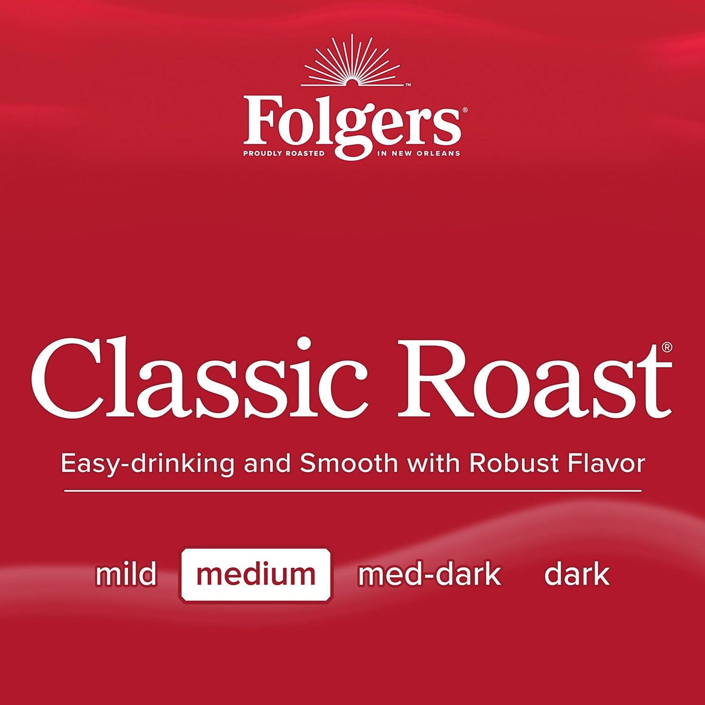 Folgers Classic Medium Roast Ground Coffee – Rich & Smooth Flavor, AromaSeal Canister, Kosher, 43.5 oz