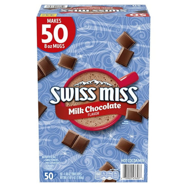 Swiss Miss Milk Chocolate Hot Cocoa Mix – 50 Individually Wrapped Packets (1.38 oz Each), Gluten-Free, 99.9% Caffeine-Free