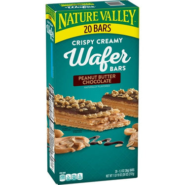 Nature Valley Peanut Butter Chocolate Wafer Bars – 20 Individually Wrapped Bars, Crispy Wafers with Peanut Butter & Chocolate, No Artificial Flavors