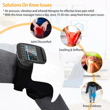 Electric Rechargeable Knee Massager Infrared Heat Pain Relief Therapy Knee Brace Wrap with Air Pressure Kneading Timer Temperature Adjustment