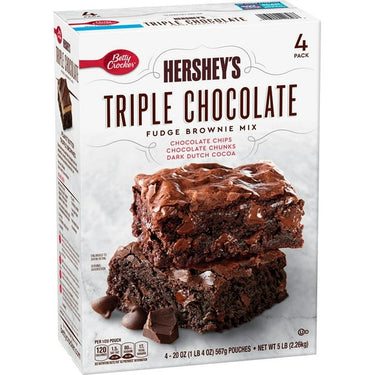 Betty Crocker HERSHEY’S Triple Chocolate Fudge Brownie Mix – 20 oz Pouches, 4-Pack, Rich Chocolate Chips, Chunks & Dark Dutch Cocoa
