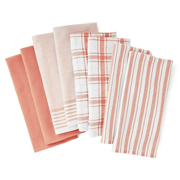 Member’s Mark Plaid Leno 8‑Piece Kitchen Towel Set – 100% Cotton, Super‑Absorbent 17″×28″ Towels, Choose Color