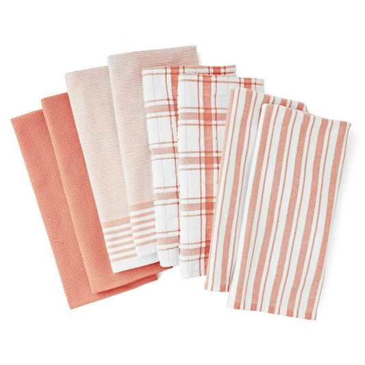 Member’s Mark Plaid Leno 8‑Piece Kitchen Towel Set – 100% Cotton, Super‑Absorbent 17″×28″ Towels, Choose Color
